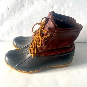 Sperry Women's Waterproof Rubber Leather Zip Saltwater Duck Boots size 6.5